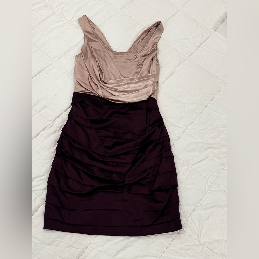 Express Strapless Dress in Cream and Purple